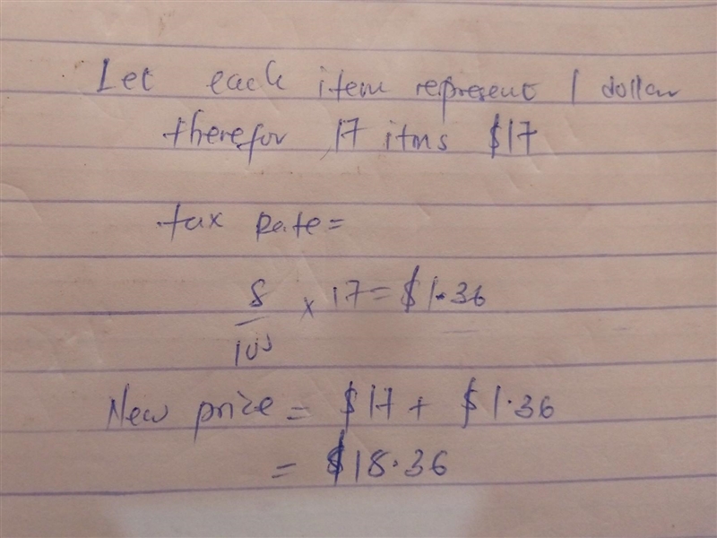 Mike buys 17 items at the Dollar Store. The tax rate is 8%. What is the total price-example-1