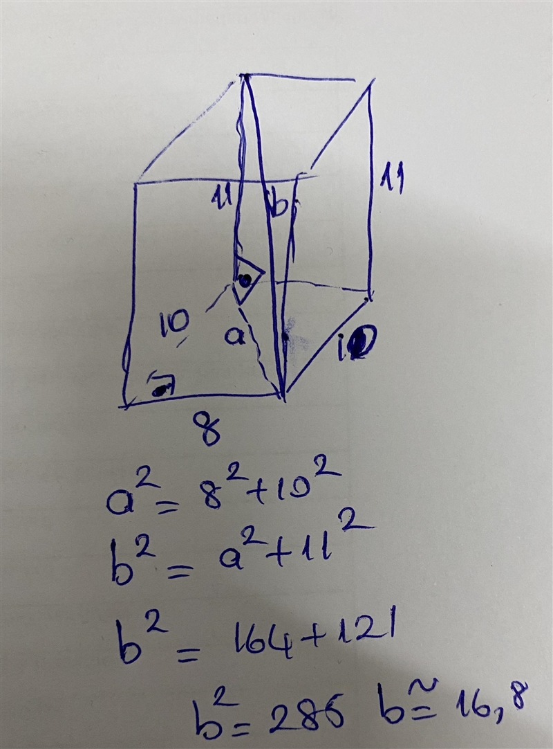 Find the length of the diagonal. Round answer to the nearest tenth-example-1