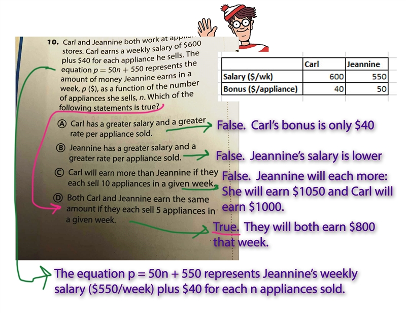 Carl and Jeannine both work at appliance stores. Carl earns a weekly salary of $600 plus-example-1