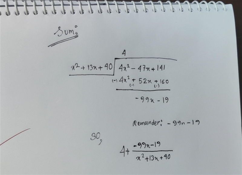 Express in partial fraction \frac{ {4x}^(2 - ) 47x + 141}{x {}^(2) + 13x + 40} ​-example-1