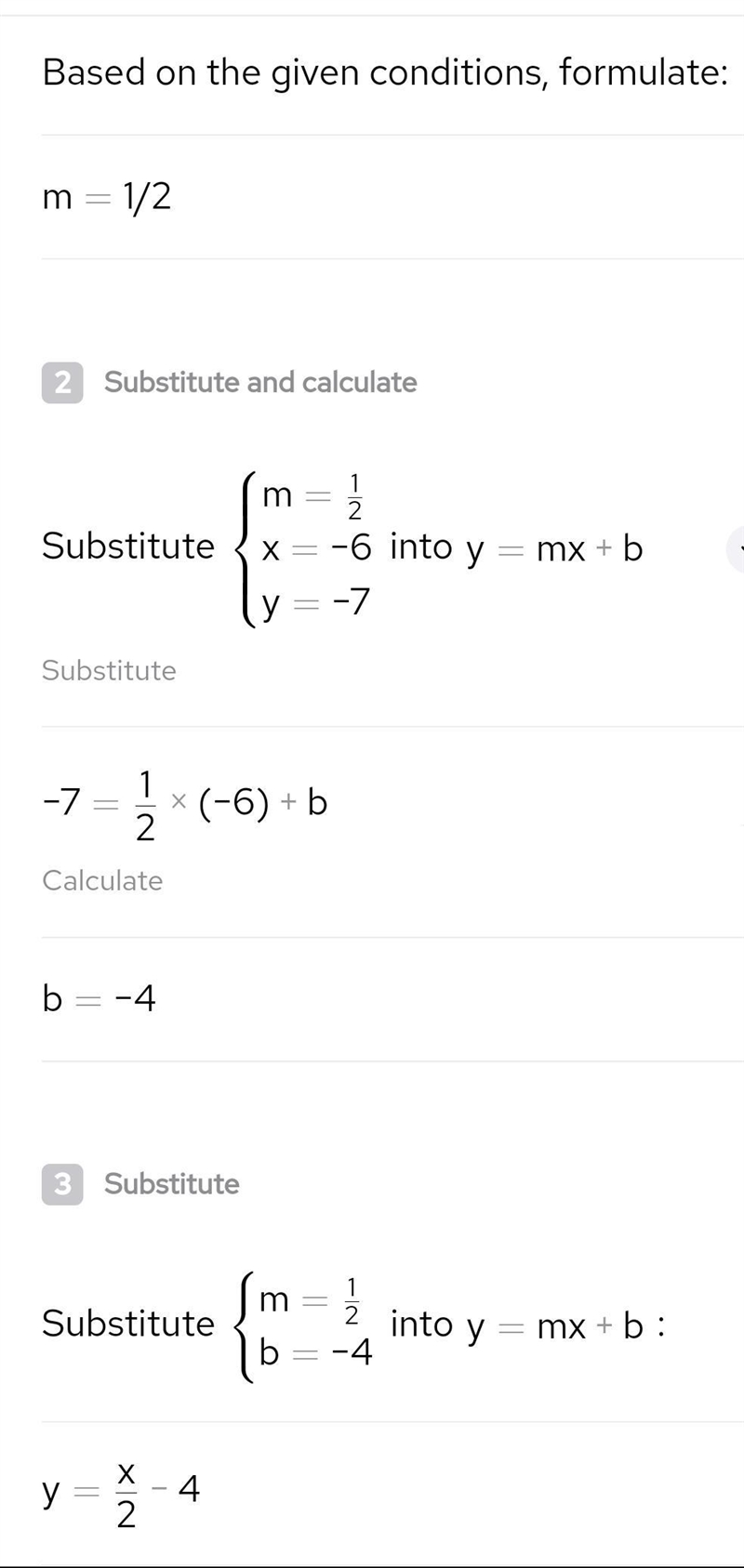 What is the equation of the line that passes through the point (-6, -7) and has a-example-1