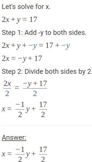 2x + y = 17 slope liner expression-example-1