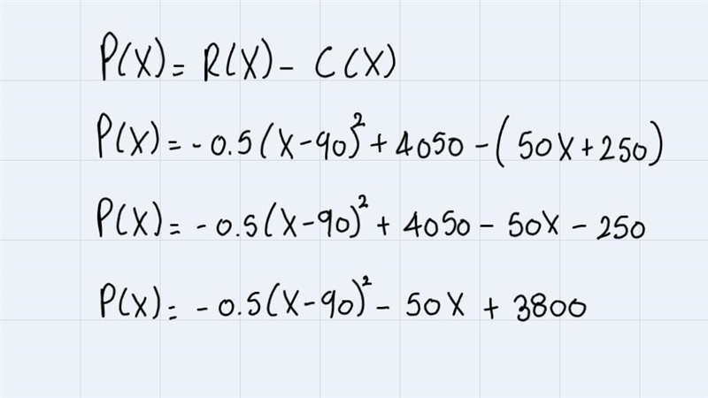 For a certain company, the cost function for producing x items is C(x)=50x+250 and-example-1