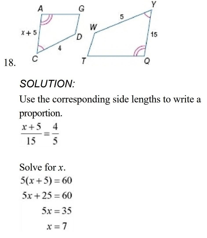 The shapes are similar. Find the value of x.-example-1