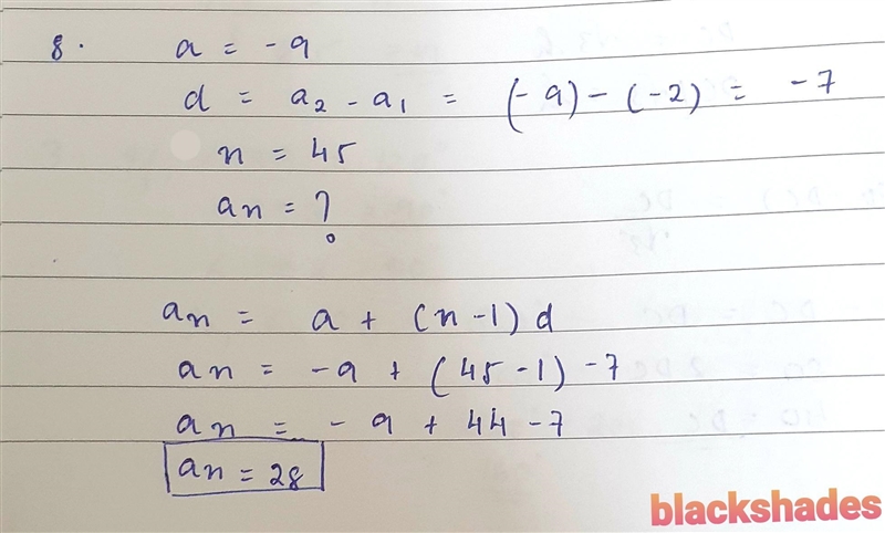 Find the 45th term of the below arithmetic sequence. -9, -2, 5, 12, ...-example-1