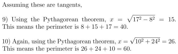 For each figure, find x. Then find the perimeter. i need help with 9 and 10-example-1