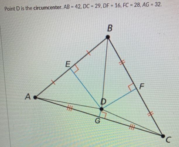 Point D is the circumcenter. (Read the top of the pic please)-example-1