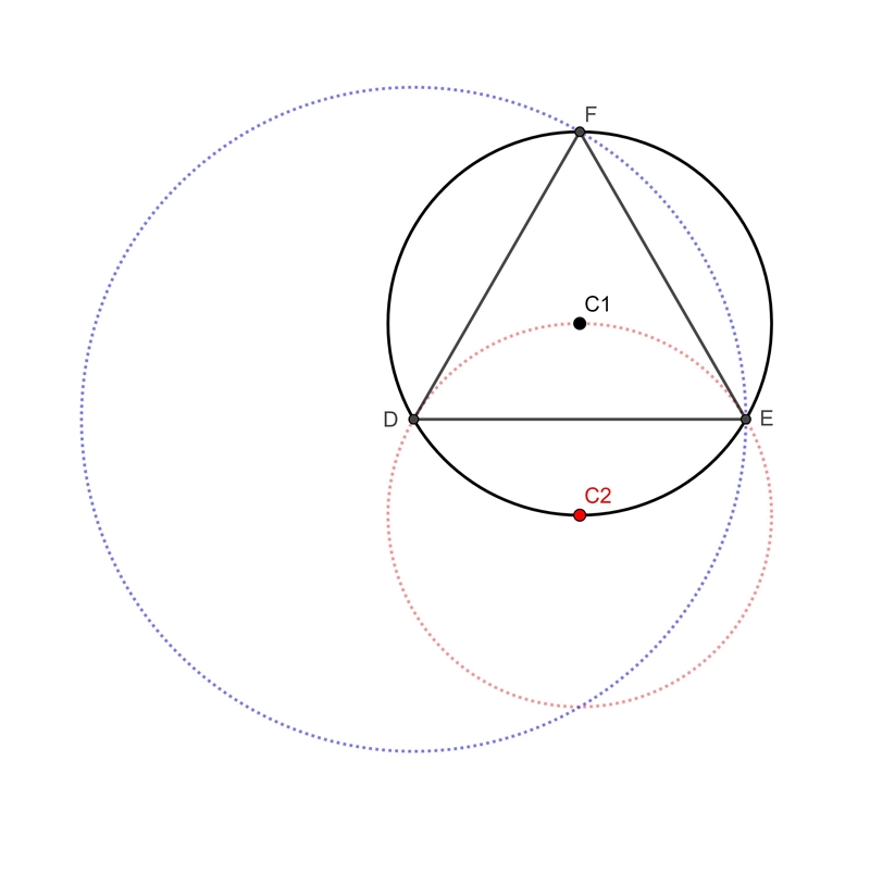 Construct a circle with a radius of 8cm, and draw an equilateral triangle inside it-example-4