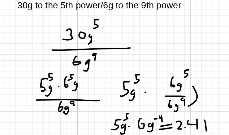 30g to the 5th power/6g to the 9th power-example-1