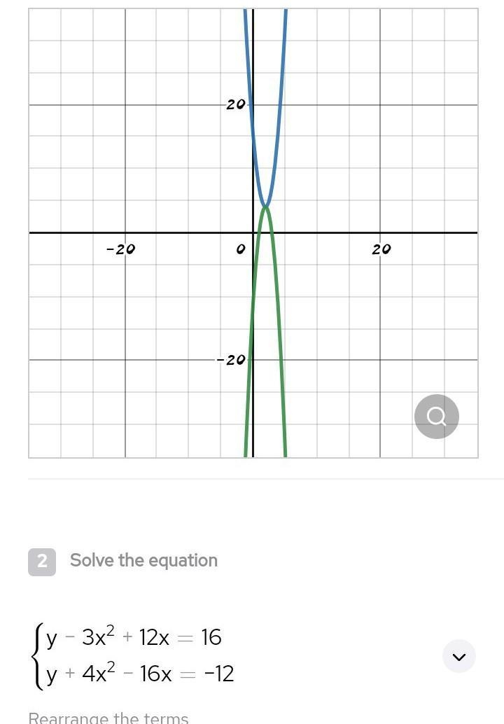 1. a) Solve the following quadratic-quadratic system of equations graphically. y– 3x-example-1