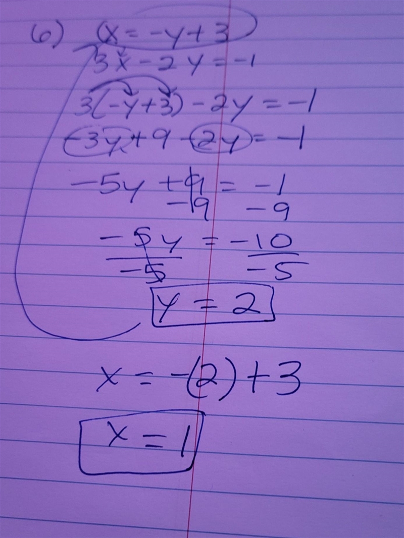 Use substitution to solve each system of equations.-example-1