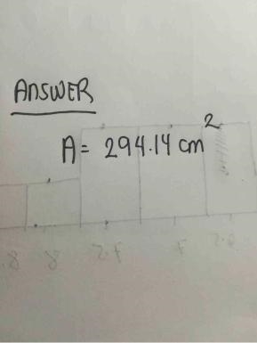 A rectangular piece of paper with length 32 cm and width 14 cm has two semicircles-example-1