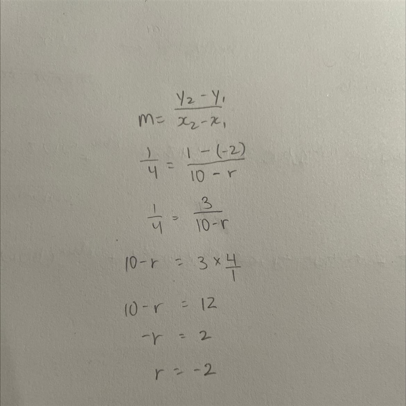 Find the value of r so that the line that passes through each pair of points has the-example-1