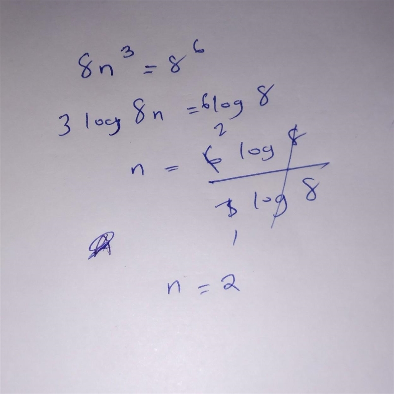 (8 n ) to the power of 3 = 8 to the power of 6-example-1