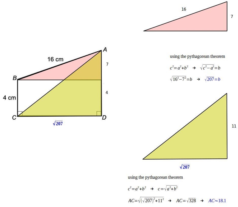 Calculate the length of AC to 1 decimal place in the trapezuim below​-example-1