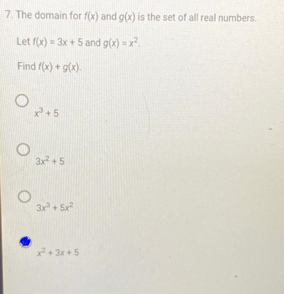 The domain for f(x) and g(x) is the set of all real numbers. let f(x)=3x+5 and g(x-example-1