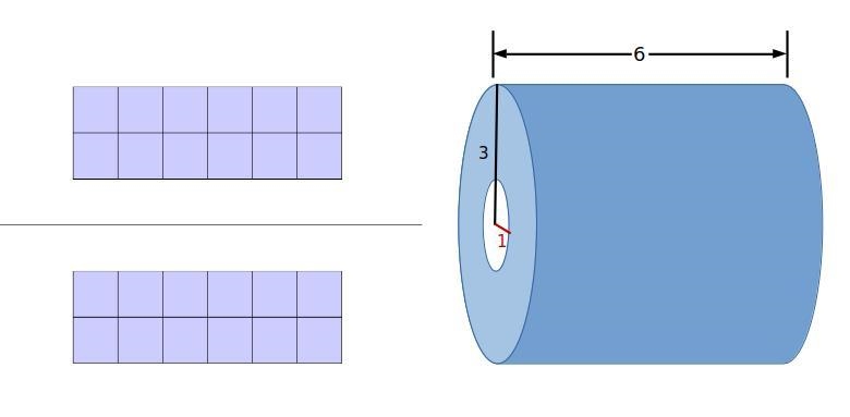 Find the volume of the solid produced by rotating this two-dimensional shape using-example-1