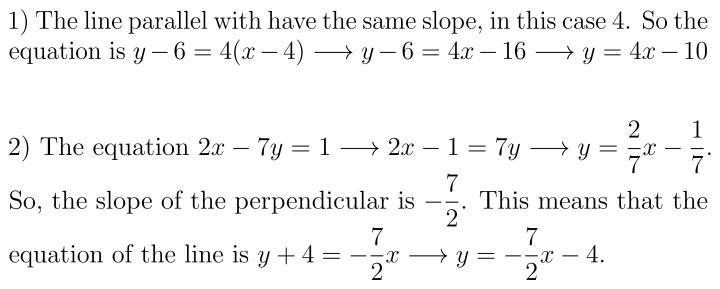 Please help with these 2 questions Write the equation in slope-intercept form of the-example-1