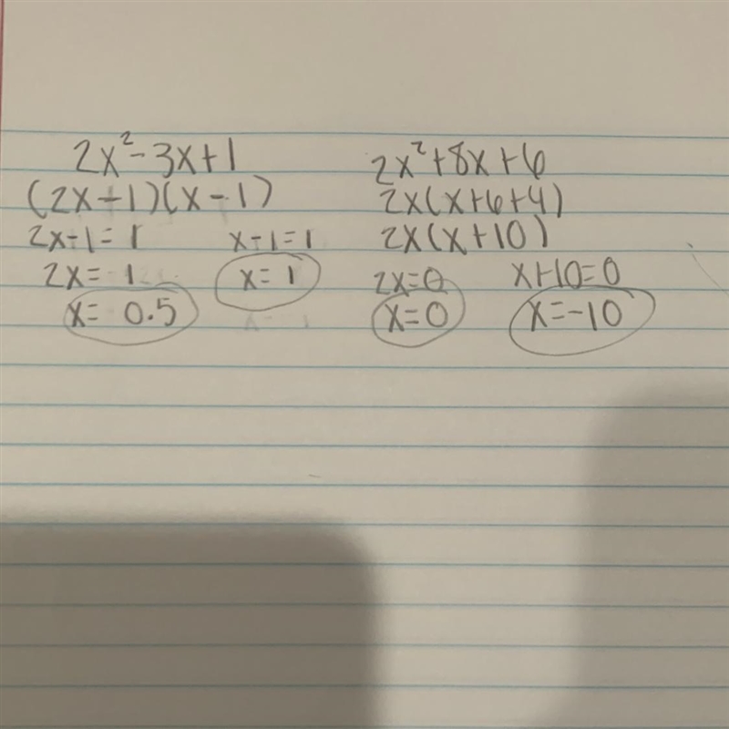 Find the x-intercepts. 2x²-3x + 1 y = 2x² + 8x + 6 (0.5, [?]), ([ ]. [D-example-1