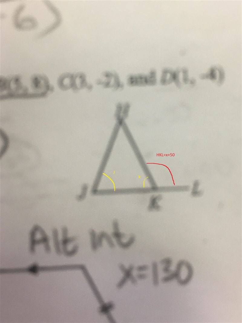 HJ congruent to HK measurements of angle HKL = (x+50), measurements of H = (x-30). Find-example-1