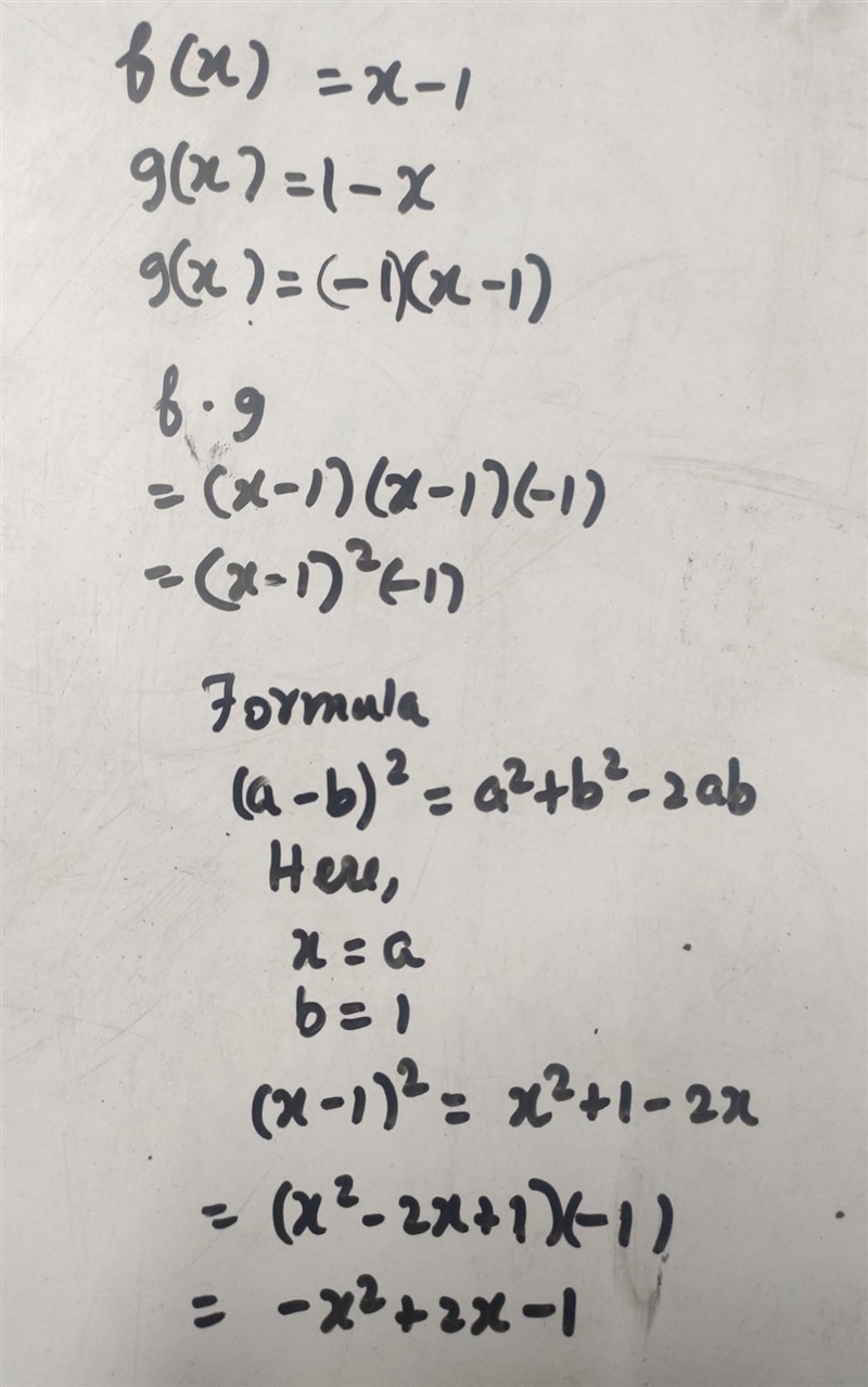 Let f(x) = x – 1 and g(x) = 1 – x. What is f • g?-example-1