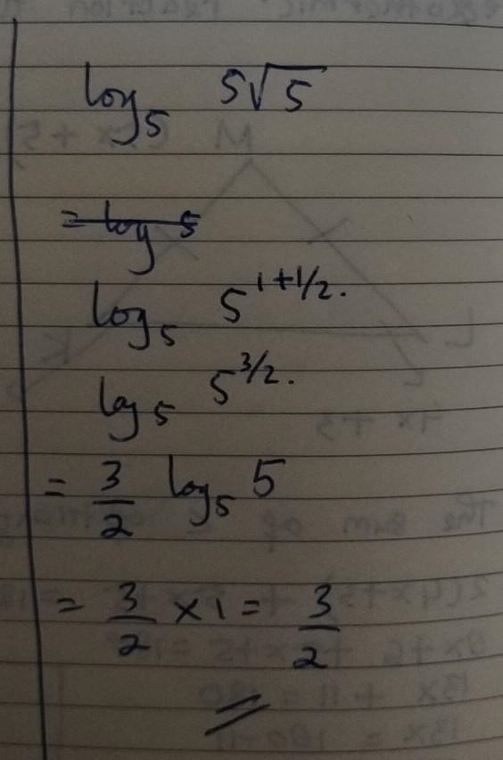 Evaluate each logarithm. log₅ 5√5-example-1