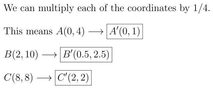 Triangle Abc has vertices at A(0,4) B(2,10) and C(8,8). It is dilated by a scale factor-example-1