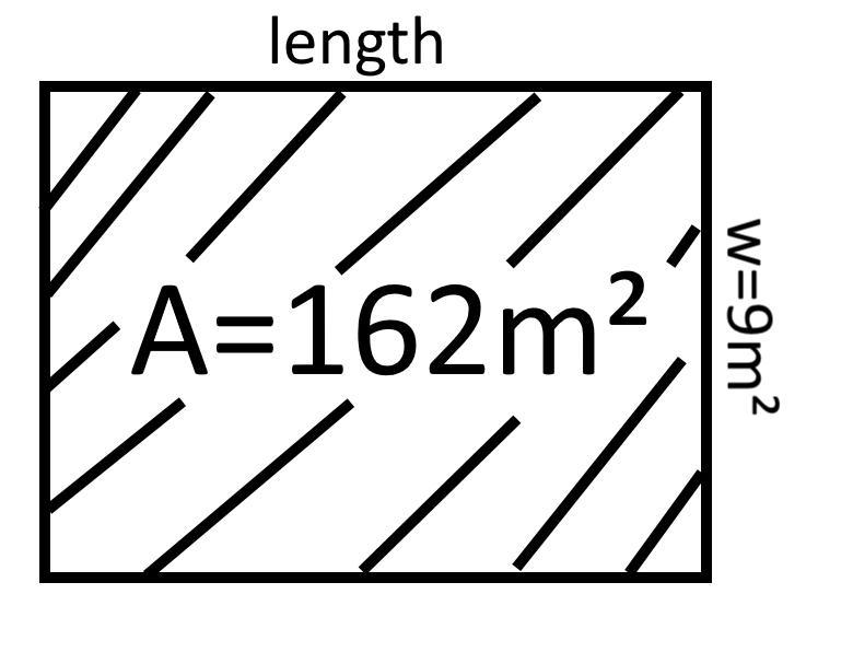 A rectangular field has an area of 162 m² the width of this field is 9m what is the-example-1