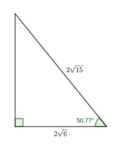 The hypotenuse of a right triangle measures 2 square root 15 centimeters and its shorter-example-1