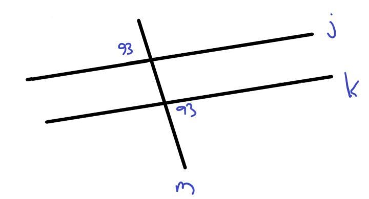 Lines j and k are intersected by line m. At the intersection of lines j and m, the-example-1