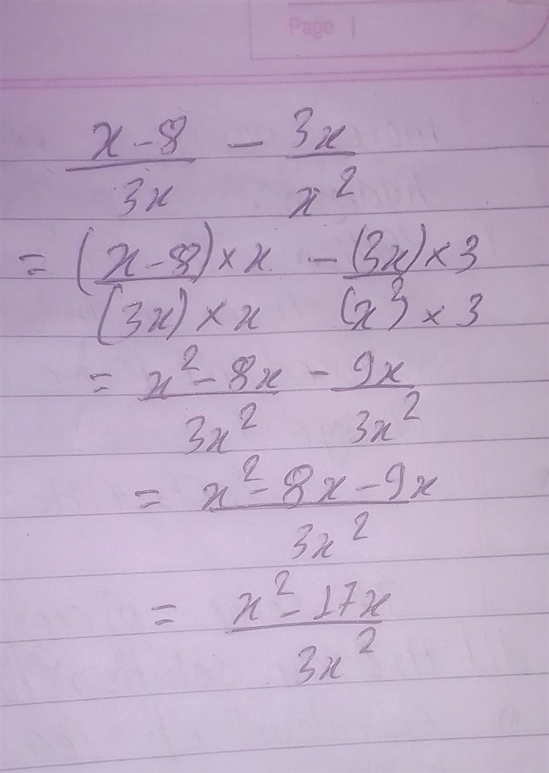 What is the difference? X-8 3x - 3х x2 O x² – 17x 3x2 x²+x 3x x² - 178 3х x²+x x 3x-example-1