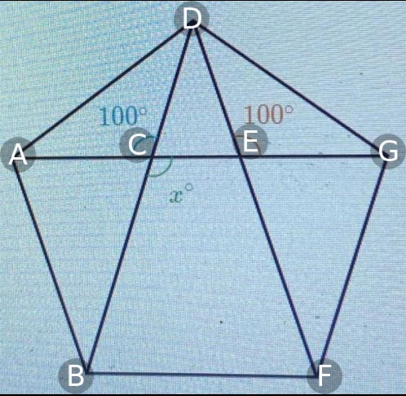 100° 100⁰ X = ??????-example-1