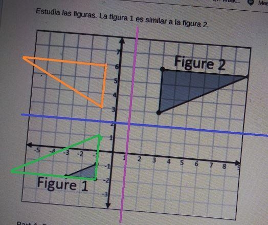 Study the figures, figure 1 is similar to figure 2Part A : Describe a series of transformations-example-1