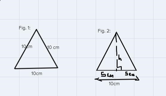 A triangular pyramid with an equilateral base has a side length of 10 centimeters-example-1