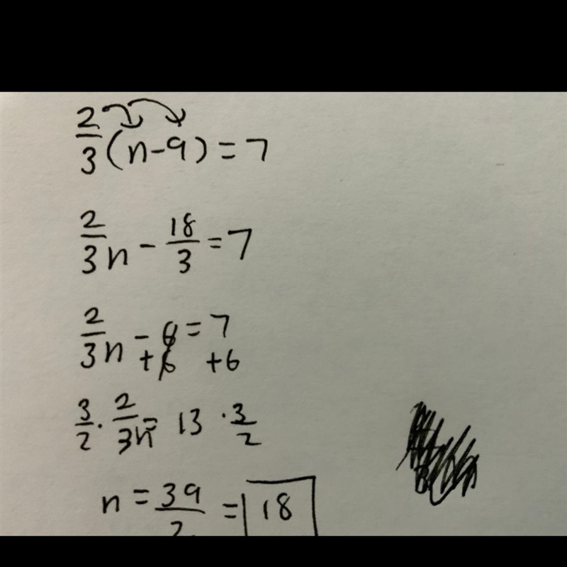 Two-thirds of a number subtracted from nine is seven. Find the number.-example-1