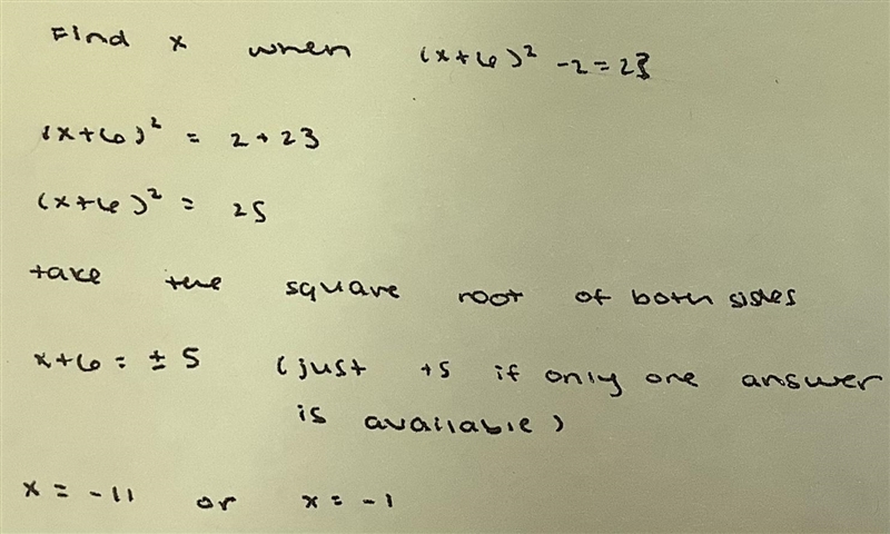 14. Find x a. (x+6)² - 2 = 23-example-1