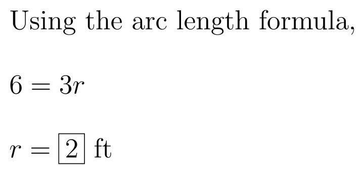 Find the radius of the circle in which the central angle arc=3 intercepts an arc of-example-1