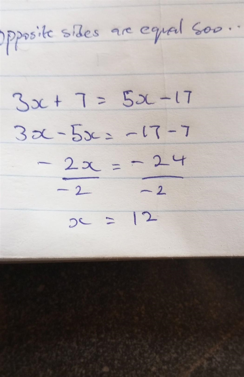 In the parallelogram below x =-example-1