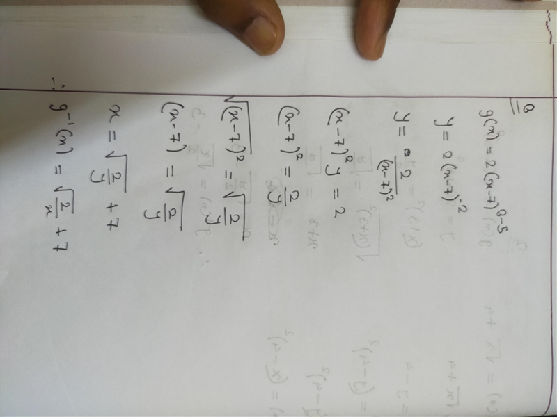 PLEASE HELP!!! Find the inverse functions: 1) h(x)=square root x+ 4 2) g(x)=2(x+3)^2 3) g-example-2