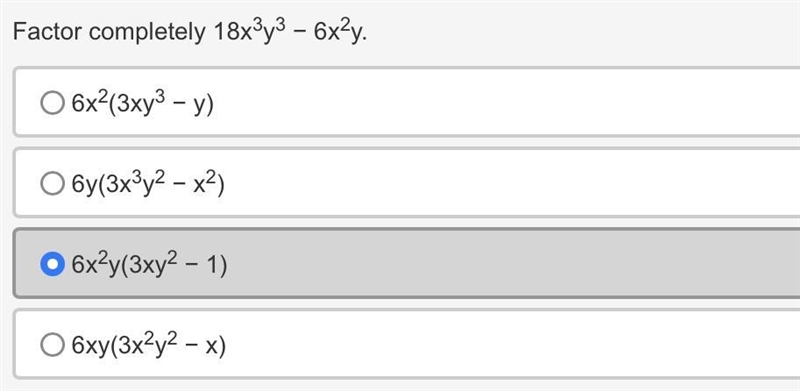 18x3 + 6x2y - 9x2 - 3xy factor completely-example-1