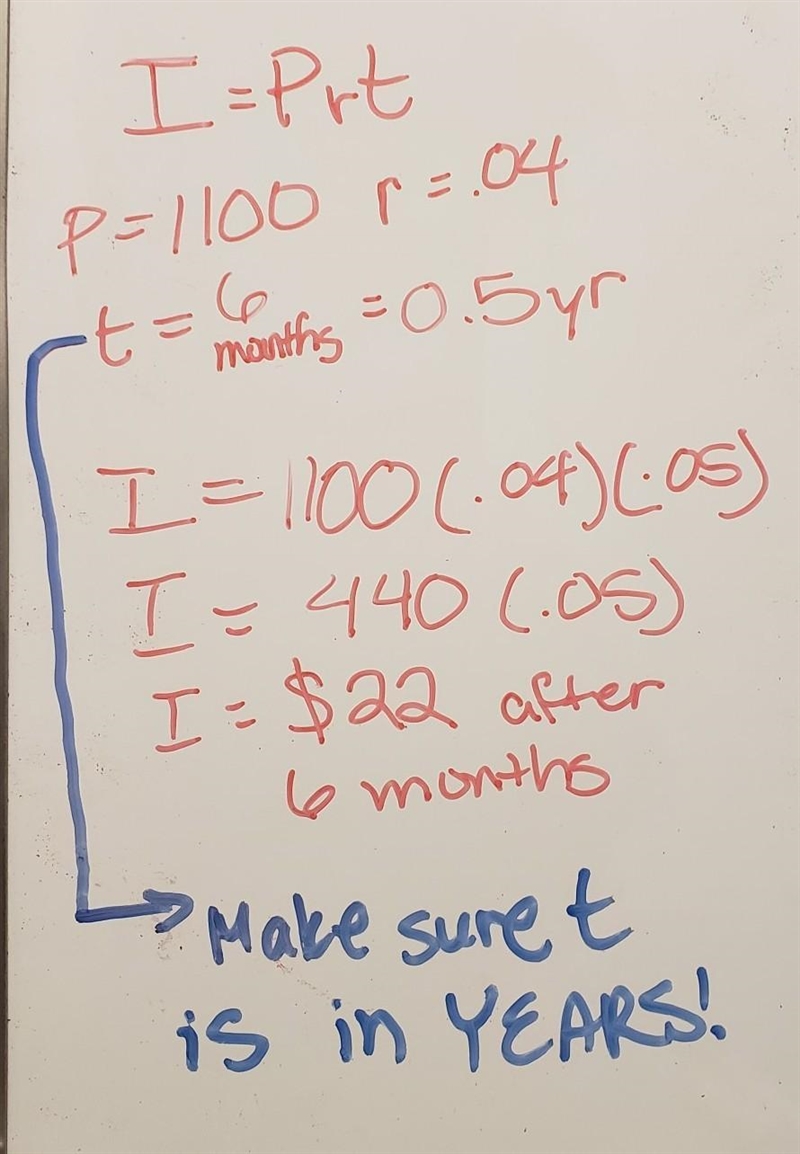 A savings account earns 4% annual simple interest. The principal is $1,100. what interest-example-1