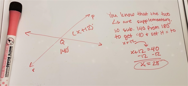 50 points! The lines p and r intersect with point Q. What is the value of x?-example-1