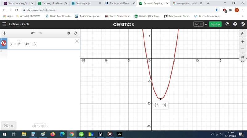 Y=X²-4x-5Domain-Range=Function=-example-1