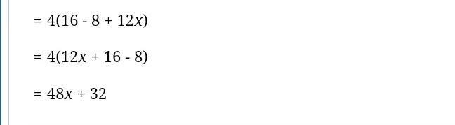 Which expressions are equivalent to - 4 (16-8 +12x)? Select all that apply. A. 2x-example-1