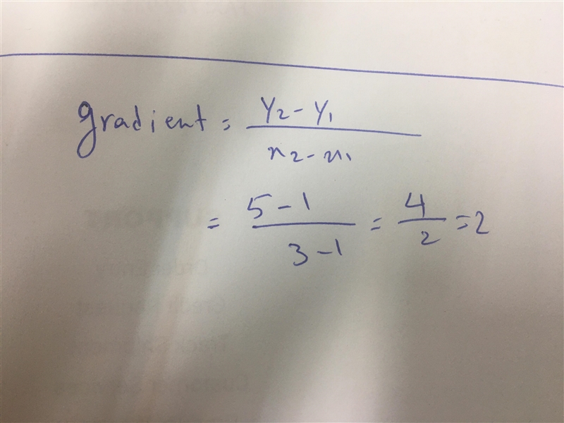 Find the gradient of the line segment joining of (1, 1) and (3, 5)-example-1