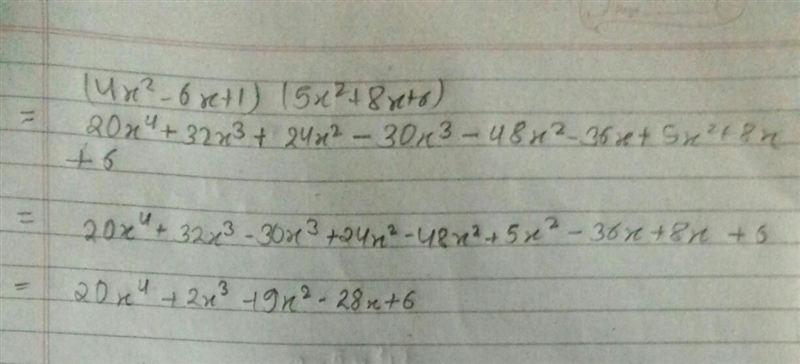 (4x² - 6x + 1) (5x² + 8x+6)-example-1