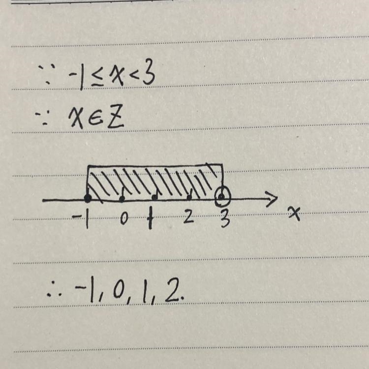 Whole numbers that satisfy -1≤x<3​-example-1