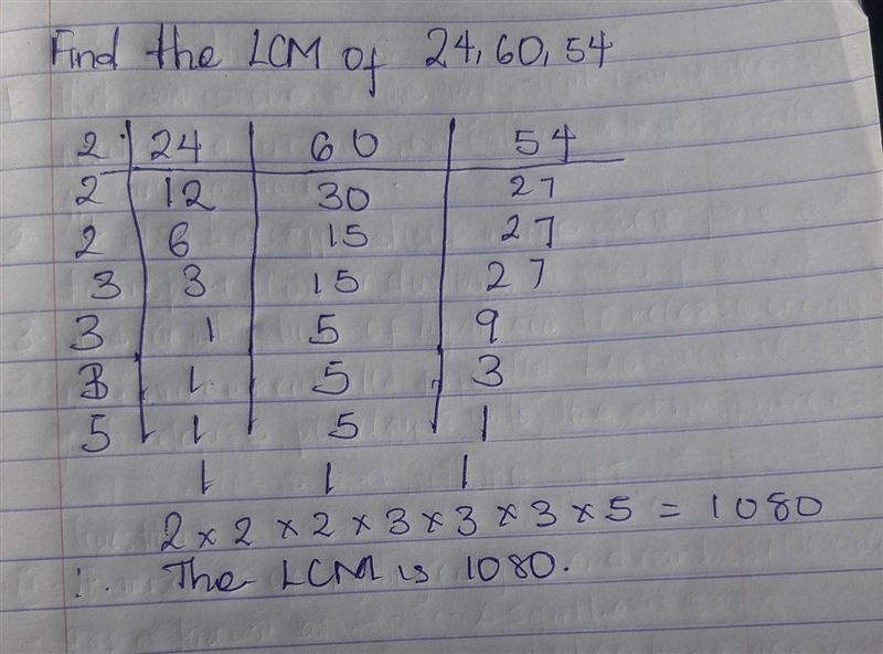 Find the LCM of 24,60 and 54-example-1