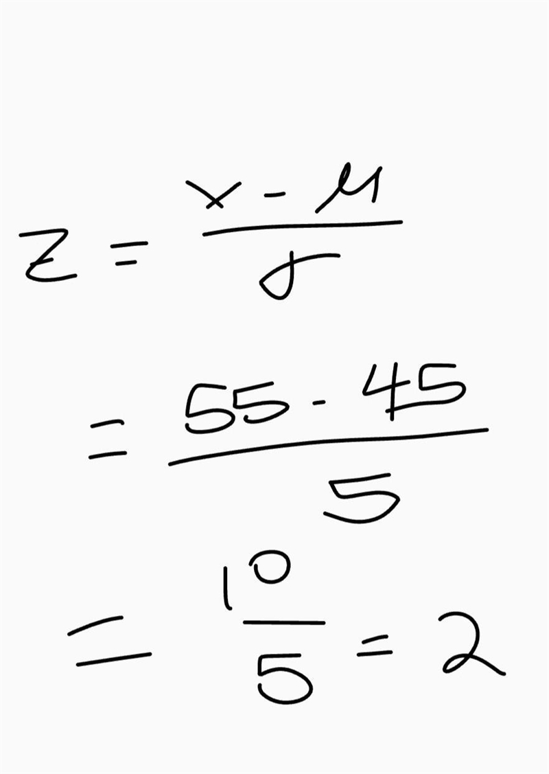 The grades on a math exam are normally distributed with μ = 45 and σ = 5. Celestine-example-1