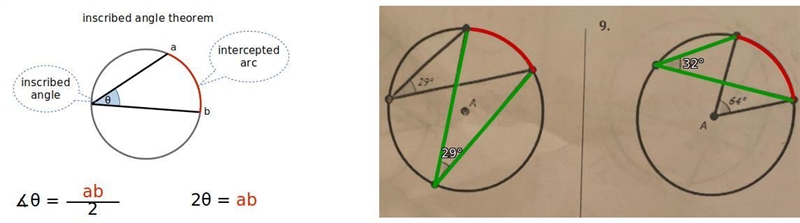 Inscribed angles. finding x need help with both questions-example-1